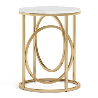 Syemin End Tables Round End Table for Living Room, Modern Accent Table Side Table with Metal Frame Bedroom Living Room, Gold, 19.69"*19.69"*25.59"