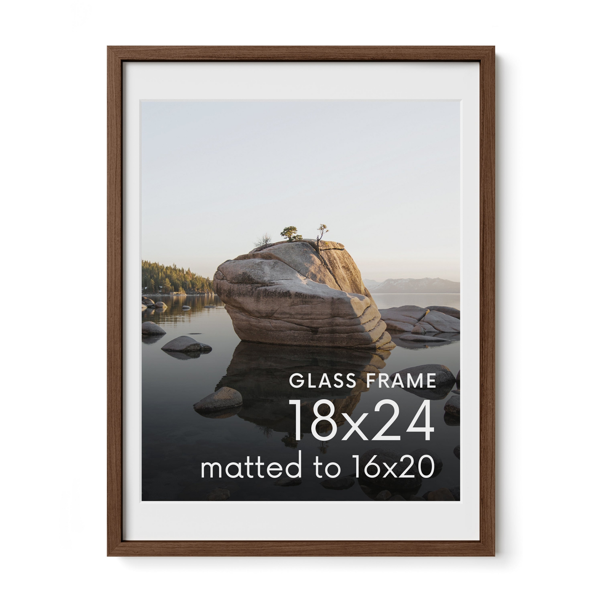 Haus and Hues Oak Picture Frame with Glass, Walnut, 18x24