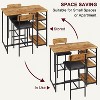 Jojoka Compact 2-Person Bar Table and Chair Set with Three Storage Shelves, Rectangular Rustic MDF Top and Upholstered Chairs, Brown - 3 of 4