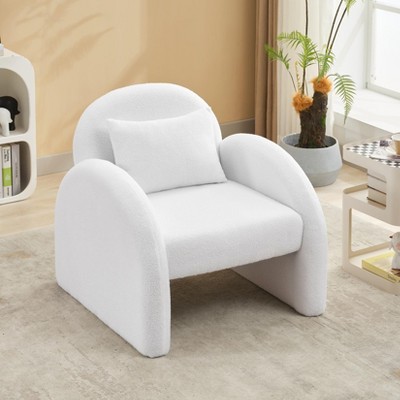 Modern Accent Chair with Velvet Fabric, Mid Century Barrel Armchair,Comfy Upholstered Accent Sofa Chair with Armrest, Boucle Chair
