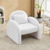 Jojoka Mid Century Modern Sofa Accent Chair, Velvet Upholstered Barrel Armchair with Boucle Fabric for Living Room and Bedroom - 4 of 4