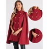 Allegra K Women's Winter Slit Sleeve Double Breasted Cloak Coat - 2 of 4