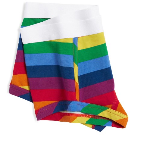Tomboyx Boy Short Underwear, Cotton Stretch Comfortable Boxer Briefs,  (xs-6x) Rainbow Pride Stripes X Small : Target