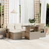 vidaXL 7 Piece Patio Sofa Set with Cushions Beige and Cream Poly Rattan - Without Storage - 2 of 4