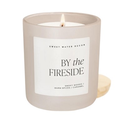 Sweet Water Decor By the Fireside 15oz Tan Matte Jar Soy Candle
