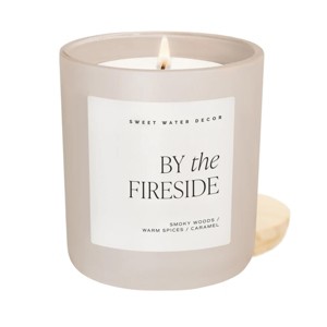 Sweet Water Decor By the Fireside 15oz Tan Matte Jar Soy Candle - 1 of 3