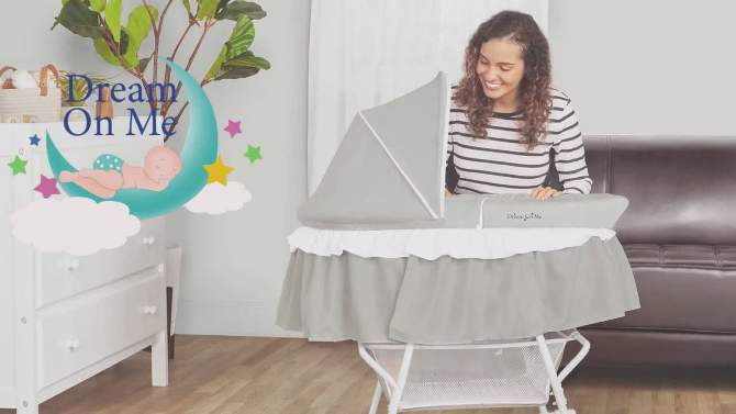 Dream On Me JPMA Certified Lacy Portable 2-in-1 Bassinet & Cradle, Light Grey, 2 of 9, play video