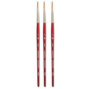 Princeton Velvetouch Round Brush, Synthetic Bristles, Short Handle Mixed Media Paintbrush, Scarlet, Size 4, Pack of 3 - 1 of 4