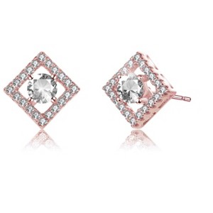 Guili Stylish Halo Stud Earrings with Cubic Zirconia – Modern, Versatile & Elegant in White, Blue, Red & Gold. Perfect for Any Look & Occasion - 1 of 3