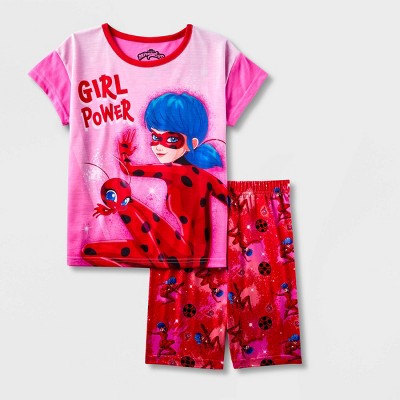Girls' Miraculous Tales Of Ladybug Catnoir 2pc Pajama Set - Red/pink ...