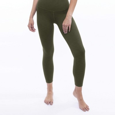 Rib 7/8 High Waisted Legging - Heather Forest Green - LEZAT