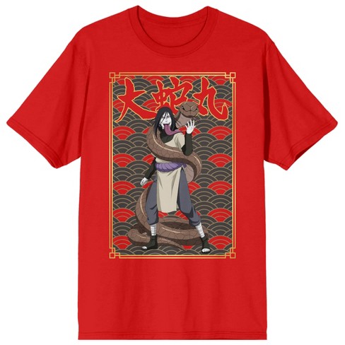 Naruto Shippuden Orochimaru & Snake Adult Red Crew Neck Short Sleeve T-shirt - image 1 of 4