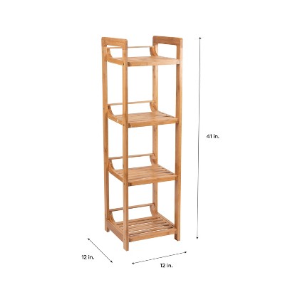 Natural Bamboo 4-Tier Freestanding Shelving Tower