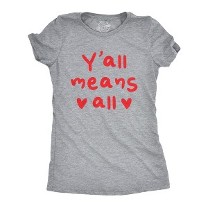 Womens Funny T Shirts Yall Means All Cute Loving Graphic Tee For Ladies - Crazy Dog Women's T Shirt - 1 of 4