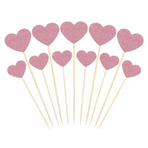 Unique Bargains Wedding Engagement Birthday Decoration Heart Shape Cupcake Toppers Picks 50 Pcs - 1 of 4