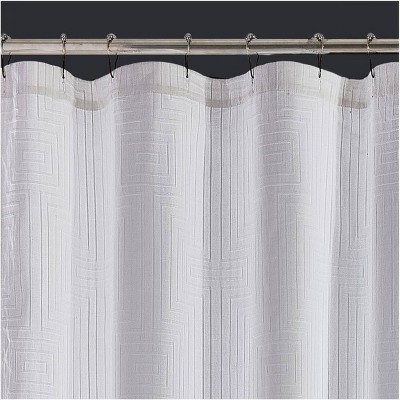 Lara Cream Cotton Jacquard Shower Curtain with Polyester Lining
