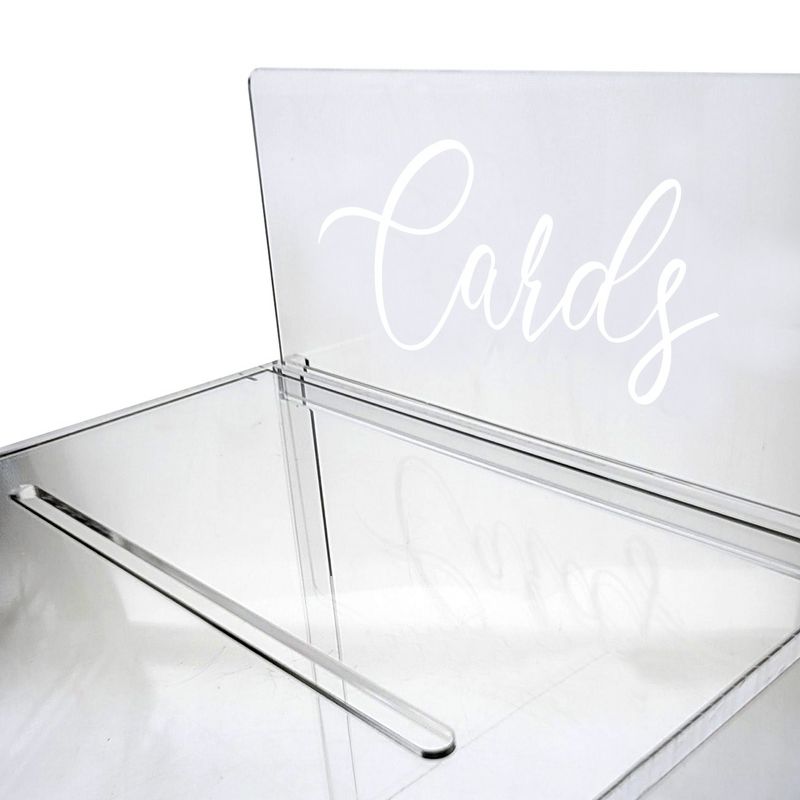 OnDisplay 10" Luxe Acrylic Clear Wedding Card Money Box w/Hinged Lid and Removable Sign, 4 of 7