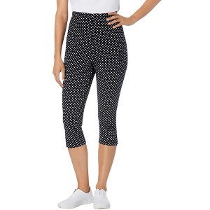Woman Within Women's Plus Size Petite Stretch Cotton Printed Capri Legging - 1 of 4