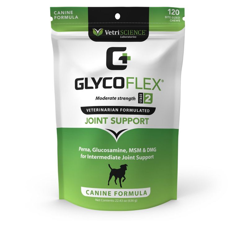 VetriScience GlycoFlex Stage 2 Hip and Joint Supplement for Working and Active Dog Breeds, Chicken Liver Flavor, 120 Chews, 1 of 4