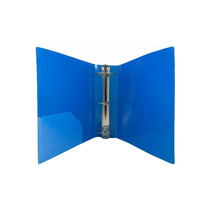 JAM Paper Heavy Duty 3" 3-Ring Flexible Poly Binder Blue 821T3BU, 3 of 4