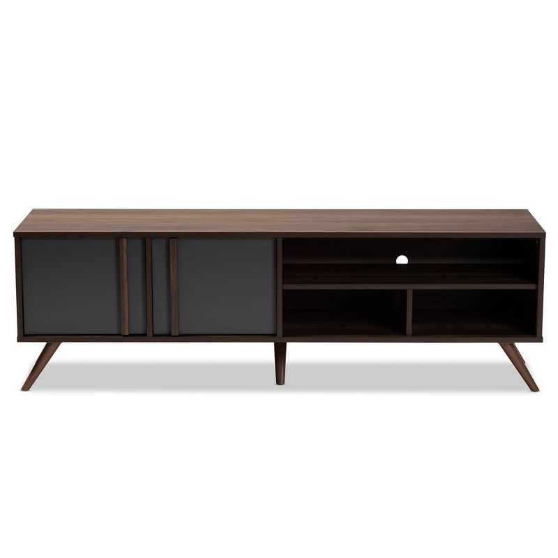 2 Door Naoki Two-Tone Wood TV Stand for TVs up to 65&#34; Gray/Walnut - Baxton Studio, 4 of 12