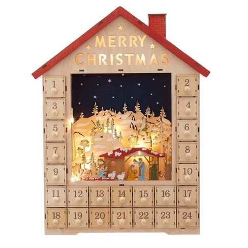 Kurt Adler 19-inch Battery-operated Light-up Advent Calendar House