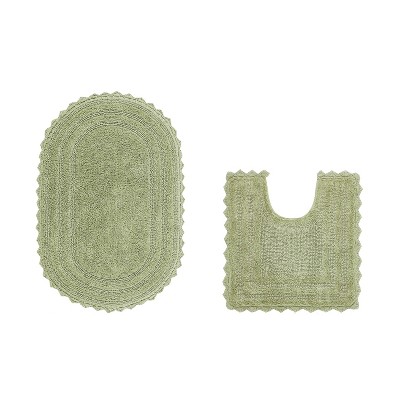 Lilly Crochet Collection 100% Cotton Tufted Reversible 2-Piece Bath Rug Set – Super Absorbent, Machine Washable Bathroom Mats with Crochet Pattern