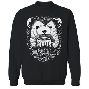 Rerun Island Men's Hedgehog Coffee Long Sleeve Graphic Cotton Sweatshirt - 1 of 1