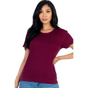 Slickblue Women's Basic Short Sleeve T-Shirt, Stretch Jersey Knit, Casual Everyday Fit, 10 Color Options, Size S-L - 1 of 4