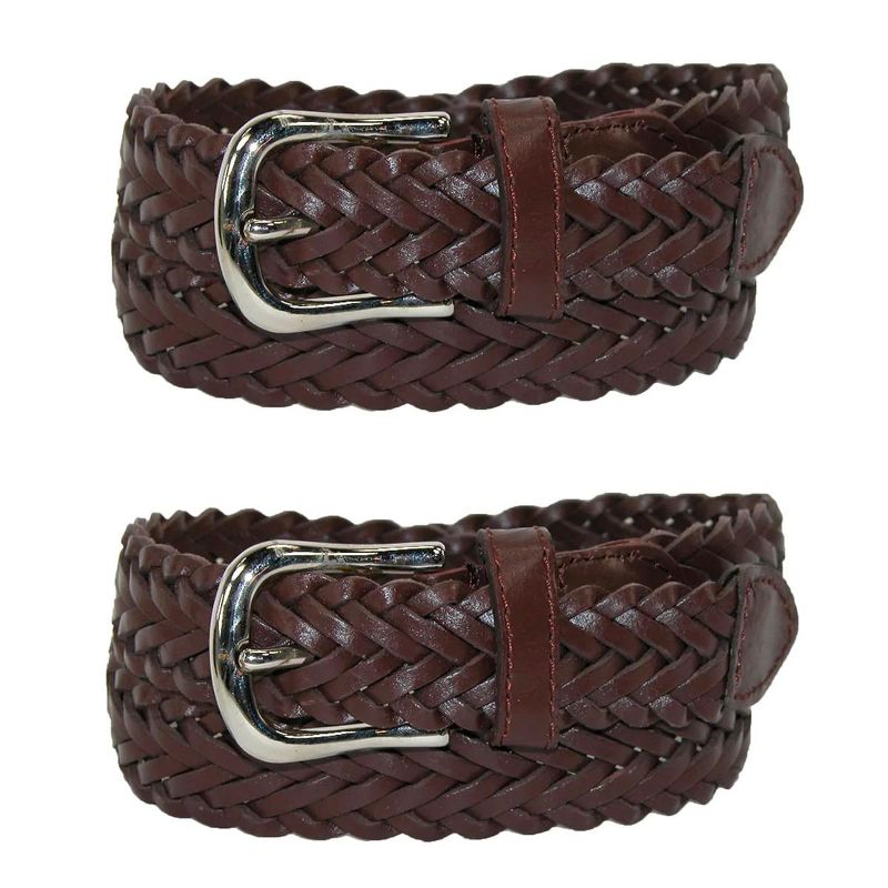 CTM Boys' Leather Braided Dress Belt (Pack of 2), 1 of 3