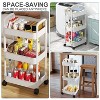 LunaLulinlk Bathroom Cart with Wheels Kitchen Small Storage Cart 3 Tier Rack Rolling Cart Organizer Shelf, White - 4 of 4