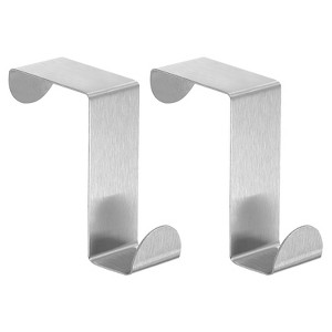 Unique Bargains Stainless Steel Reversible Uasge S-Shaped Over Door Double Hooks 2 Pcs - 1 of 4