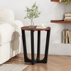 Modern Round End Table with Black Geometric Base, Accent Side Table for Living Room, Bedroom, Entryway or Small Space Decor-The Pop Home - 2 of 4