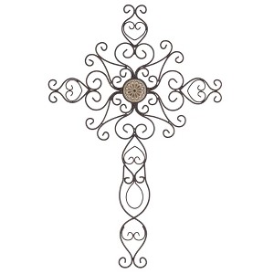 Dicksons Swirl Medallion Patina Bronze 26 inch Metal Hanging Wall Cross - 1 of 2