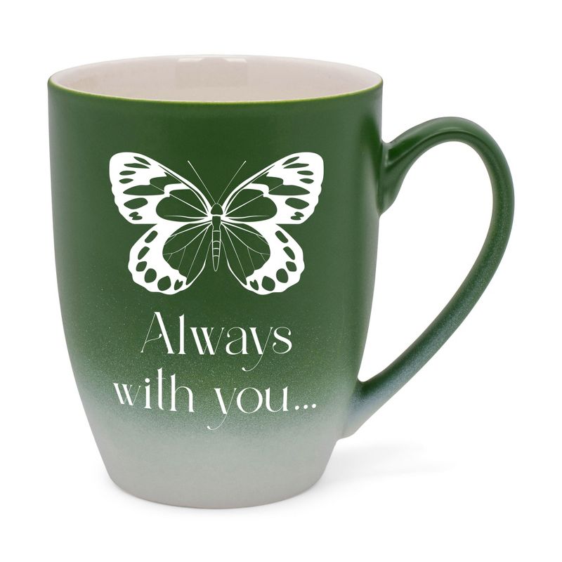 Elanze Designs Always With You Two Toned Ombre Matte Green and White 12 ounce Ceramic Stoneware Coffee Cup Mug, 1 of 2