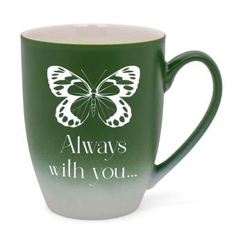 Elanze Designs Always With You Two Toned Ombre Matte Green and White 12 ounce Ceramic Stoneware Coffee Cup Mug