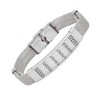 Steeltime Men's stainless steel mesh id bracelet with Greek key accent - 2 of 4