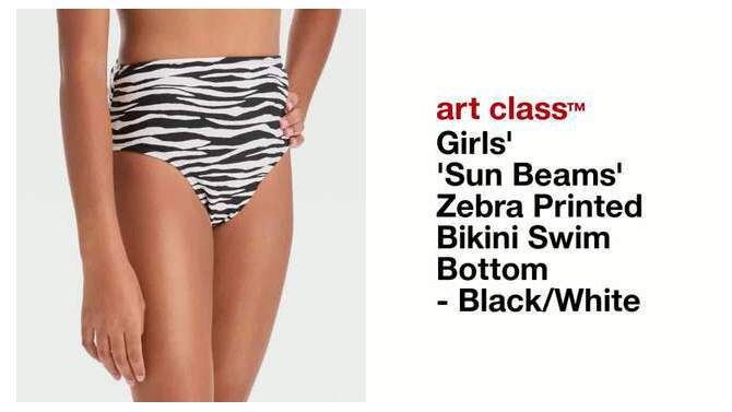 Girls' 'Sun Beams' Zebra Printed Bikini Swim Bottom - art class™ Black/White, 2 of 5, play video