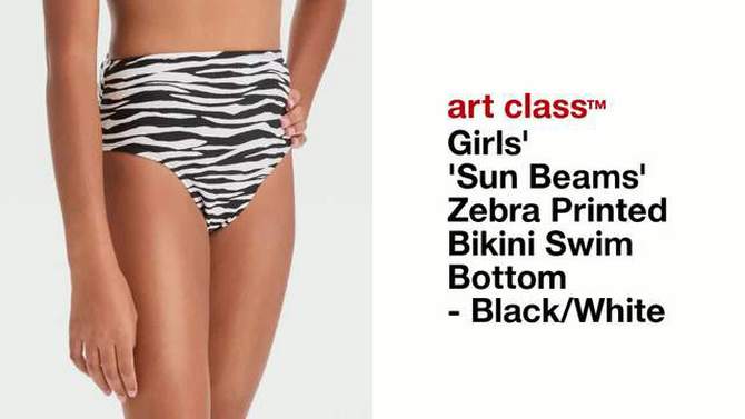 Girls' 'Sun Beams' Zebra Printed Bikini Swim Bottom - art class™ Black/White, 2 of 5, play video
