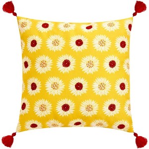 The Lakeside Collection Sunflower Embroidered Accent Pillow - All-Over Sunflower - 1 of 3