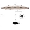 15FT Double-Sided Twin Patio Umbrella Sun Shade Outdoor Crank Market Base Beige/Coffee/Grey/Orange/Navy/Turquoise/Wine - 3 of 4