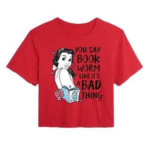 Women's - Disney - You Say Bookworm Like Its A Bad Thing Cropped Graphic T-Shirt - 1 of 3
