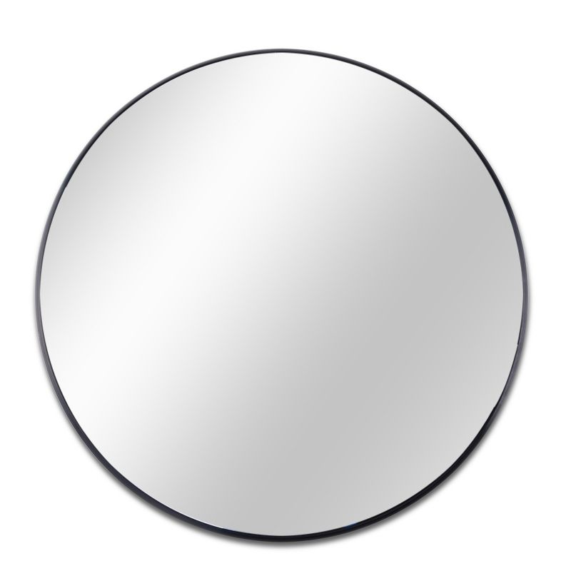 Serio Circle Brushed Aluminum Frame Large Circle Black Round Wall Mirror -The Pop Home, 4 of 8