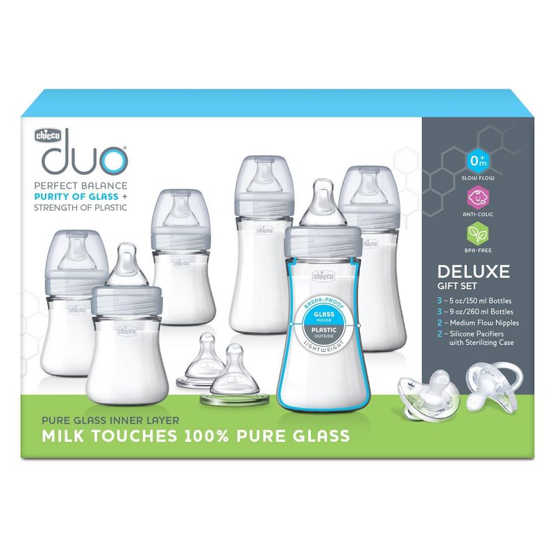 Chicco Duo Deluxe Hybrid Baby Bottle Gift Set with Invinci-Glass Inside/Plastic Outside - Gray - 10pc, 3 of 17
