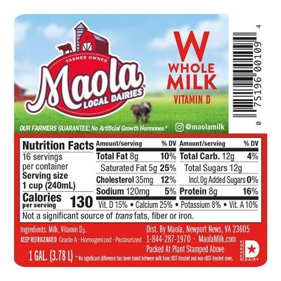 Maola Vitamin D Whole Milk - 1gal
