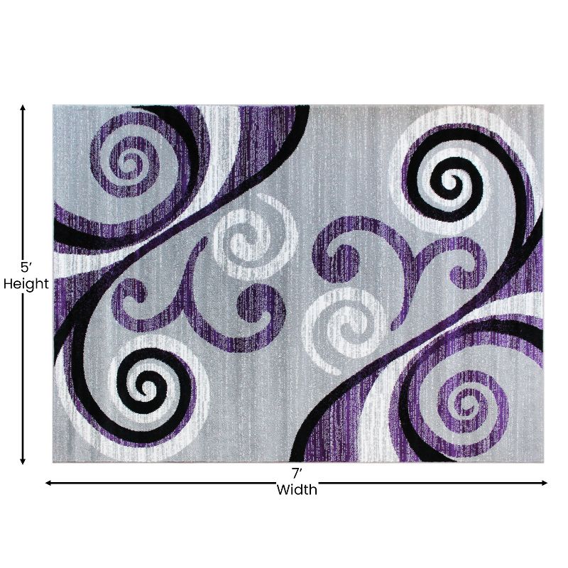 Emma and Oliver Scraped Look Ultra Soft Plush Pile Olefin Accent Rug in Swirl Pattern, Jute Backing, 5 of 8