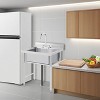 Stainless Steel Commercial Utility Sinks, Freestanding Single Bowl Sinks with Backsplash, Small Prep & Utility Sink - 2 of 4