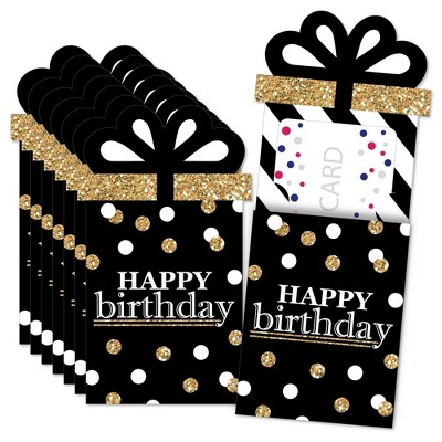 Big Dot of Happiness Adult Happy Birthday - Gold - Birthday Party Money and Gift Card Sleeves - Nifty Gifty Card Holders - Set of 8