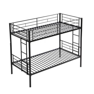 NicBex Twin Over Twin Metal Bunk Bed with 2 Ladders and Full-Length Guardrail for Kids,Girls,Boys - 1 of 4