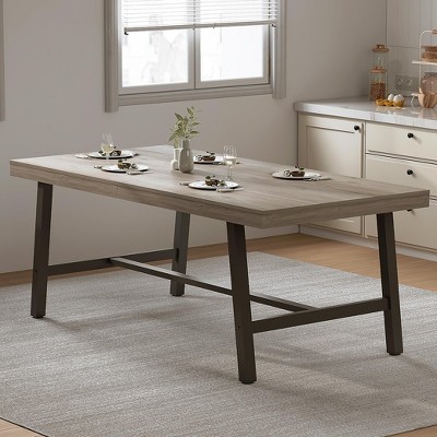 71″ Modern Farmhouse Rectangular Dining Table for 6–10, 1.2″ Thick MDF with Reinforced Edges & Adjustable Metal Feet